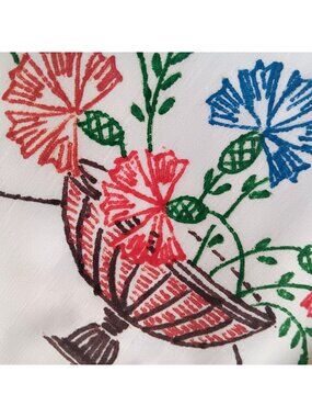Lot 2 Unfinished Vintage Embroidery Table Napkin Crochet Lace Floral Vase 20x30"